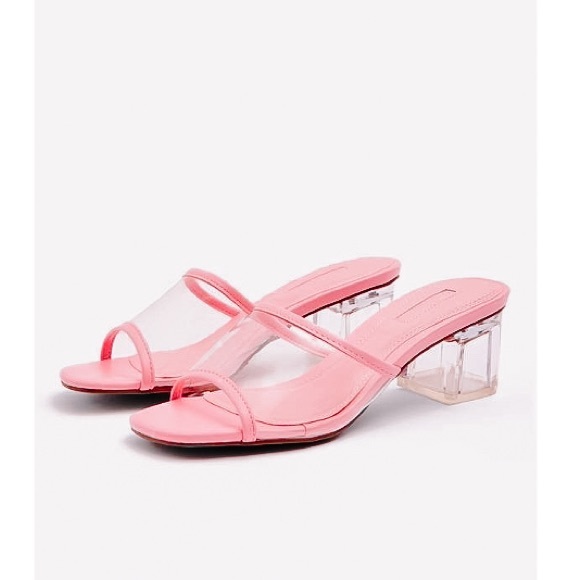 Topshop Pink Dusty Transparent Mules Size 6 - Picture 3 of 3